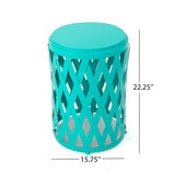 Christopher Knight Home® - Noble House - Pecola Indoor 14 Inch Diameter Lattice Matte Teal Iron Side Table