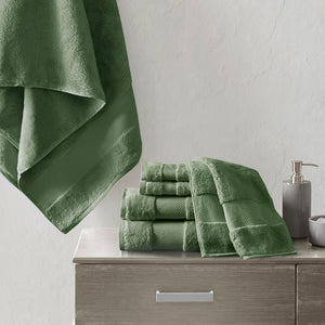 Madison Park Signature Transitional Cotton 6 Piece Bath Towel Set MPS73-543 Green