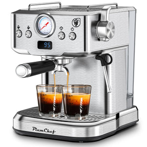 English Elm 20 Bar Espresso Machine with Steam Wand Pressure Display and Ese Pod Support W1002P292436