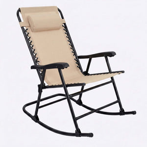 English Elm Oversized Zero Gravity Patio Recliner with Mesh Seat Wood Arms and Cup Holder W5159P446019