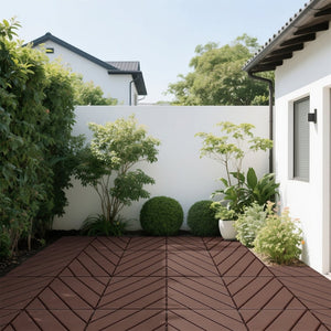 English Elm Plastic Snap Together Polypropylene Deck Tiles Waterproof 44 Sq Ft Patio Pool Cover W3022P251843