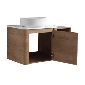 English Elm 36'' Wall-Mounted Bathroom Vanity With Ceramic Sink, Soft-Close Door, Stylish Shelves & Easy Assembly W999S00406