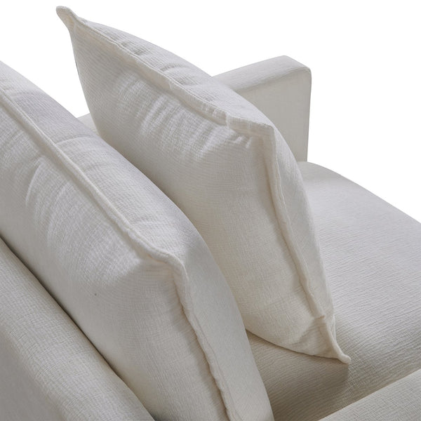 English Elm Chenille Solid Wood Frame Deep Seat Single Armchair with High-Density Foam Cushions & Toss Pillow White W1036P187125