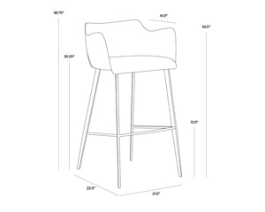 Sunpan GRIFFIN Barstool - Stylish Town Grey Faux Leather & Roman Grey Fabric Back for Modern Spaces 103244