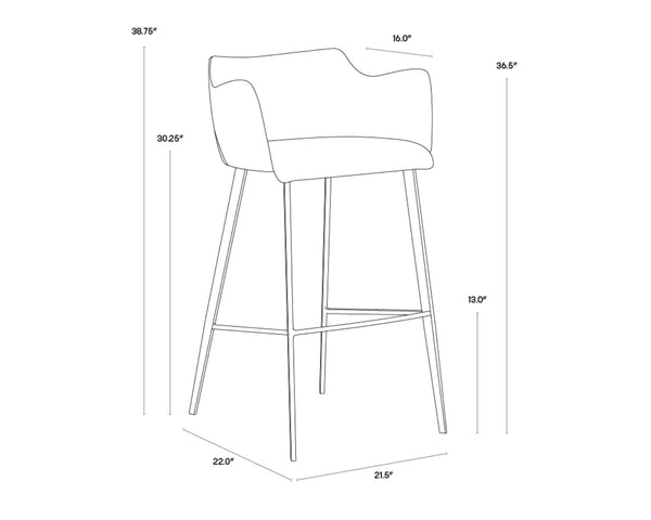 Sunpan GRIFFIN Barstool - Stylish Town Grey Faux Leather & Roman Grey Fabric Back for Modern Spaces 103244