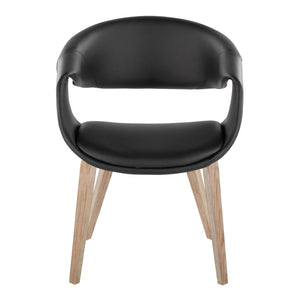 English Elm Upholstered Faux Leather Dining Chairs with Bentwood Legs Modern Set of 2 B202S02088