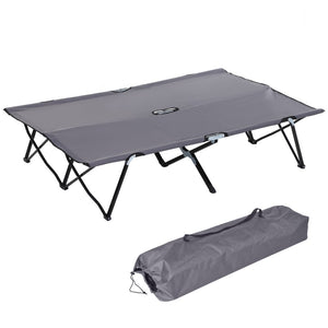 English Elm Outsunny 2 Person Folding Camping Cot - Extra Wide Elevated Bed For Comfort & Portability Anywhere! W2225P200861-GIGA