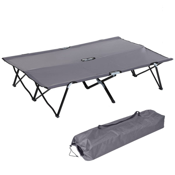 English Elm Outsunny 2 Person Folding Camping Cot - Extra Wide Elevated Bed For Comfort & Portability Anywhere! W2225P200861-GIGA