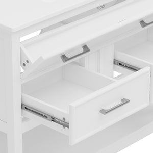 English Elm Christopher Knight Home® - 36" Modern Bathroom Vanity with Ceramic Sink, Tip-Out Tray, Soft-Close Drawers, Open Shelf, Waterproof Surface White N817P288908W