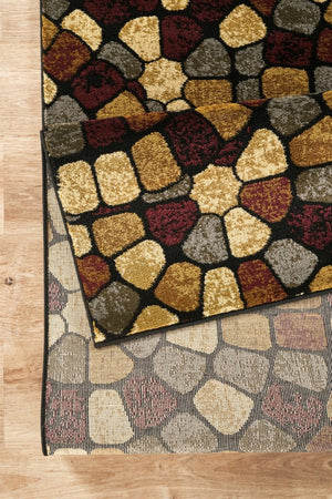 English Elm Bristol Tile Inspired Geometric Area Rug Low Pile for Dining and Living Spaces B186P452301