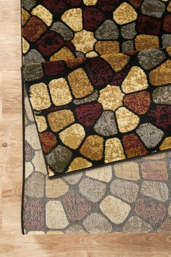 English Elm Bristol Tile Inspired Geometric Area Rug Low Pile for Dining and Living Spaces B186P452301