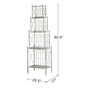 English Elm 25.5x17x80.5" Iron Etagere Three Tier Antique Shelf Twisted Rope Detail Tall Storage W2078P452902