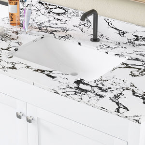 English Elm Modern 43 Inch Bathroom Vanity Solid Wood Cabinet with Soft Close Drawers Storage W509S00170