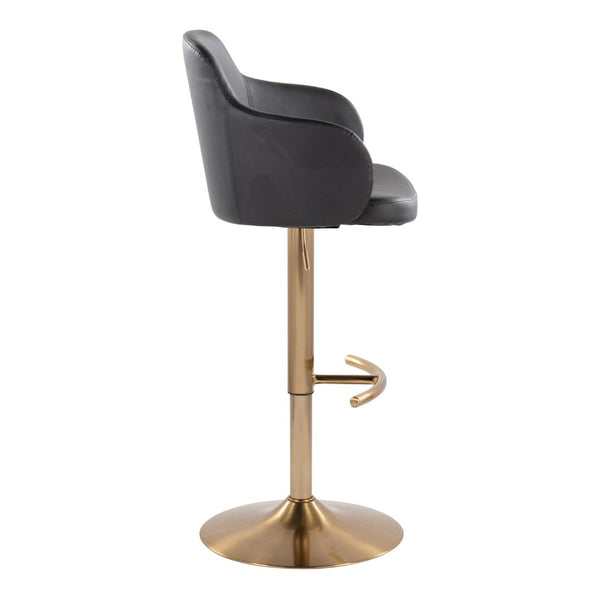 English Elm Adjustable Velvet Swivel Barstools with Chrome Base for Kitchen or Home Bar Set of 2 Black B202S01961