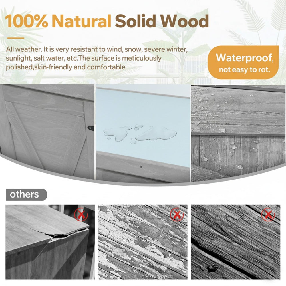 English Elm Potting Bench Outdoor Hemlock Wood Metal Top Cabinet Farmhouse Garden Workstation W1390P407461