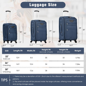 English Elm Softside Expandable Spinner Luggage Set with Tsa Lock Duffel Polyester Travel Dark Blue N732P201004M
