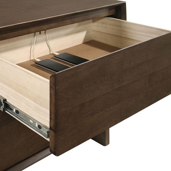 English Elm Hemlock Solid Wood 2-Drawer Nightstand in Warm Brown — Smooth Fingertip Pulls, Soft-Glide Storage B062P378389