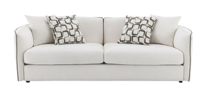 English Elm Yolanda Beige Chenille Sofa with 4 Pillows – 74" Wide Solid Pine Frame, Removable Covers, 660lb Capacity B2726P316905