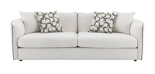 English Elm Yolanda Beige Chenille Sofa with 4 Pillows – 74" Wide Solid Pine Frame, Removable Covers, 660lb Capacity B2726P316905