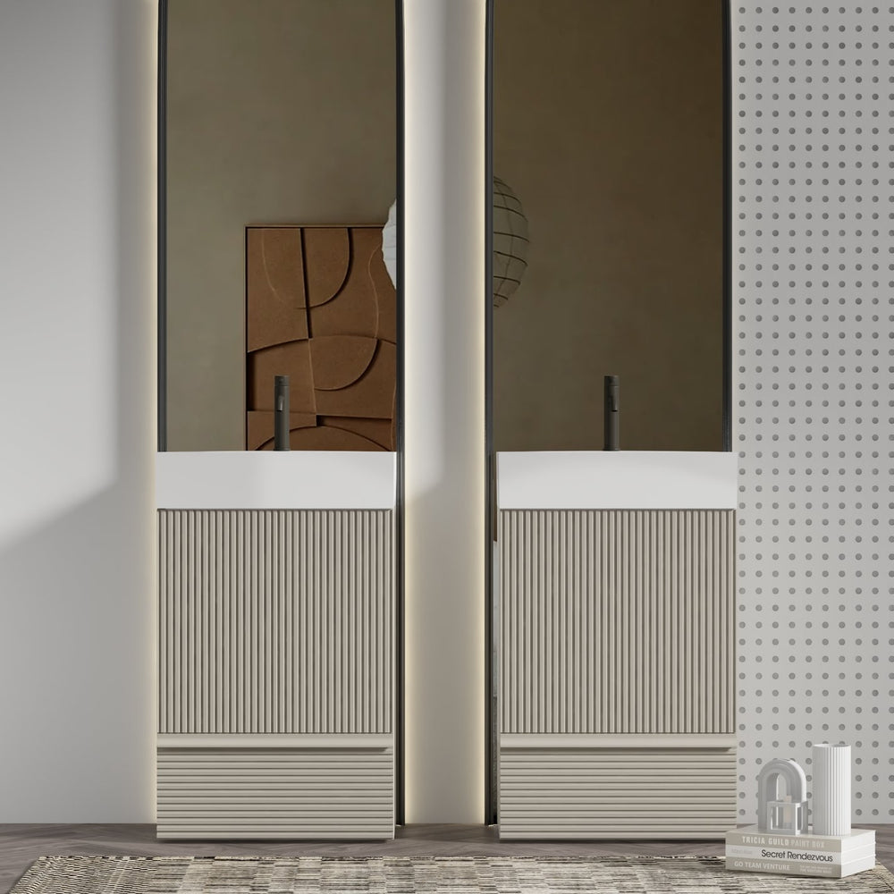 English Elm Gada 20" Cashmere Grey Freestanding Bathroom Vanity With Ceramic Sink & Safe Storage Solutions W1865S00088