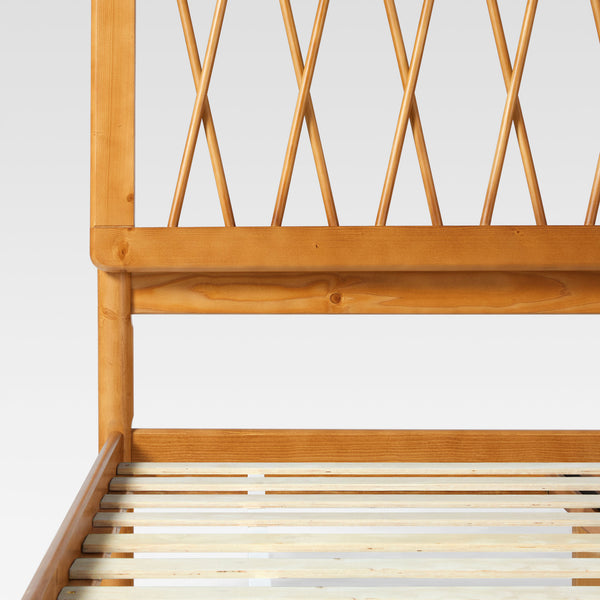 X Spindle Mid-century Modern Solid Wood Full Bed Caramel XAVB6BCA Walker Edison