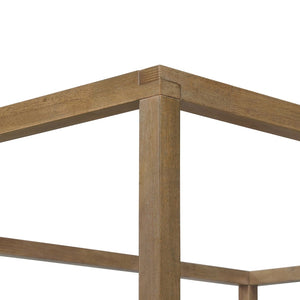 English Elm King Four Post Canopy Bed Solid Rubberwood Antique Oak Finish Farmhouse Bedroom N758K083839N