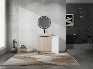 English Elm 36 Inch Freestanding Bathroom Vanity With Ceramic Sink, Soft-Close Doors & Ample Storage Solutions W999S00302