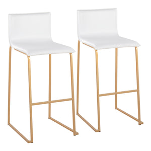 English Elm Mara Stylish Gold Steel Barstool Set Of 2 With White Faux Leather For Modern Kitchen & Bar Decor B202P222232