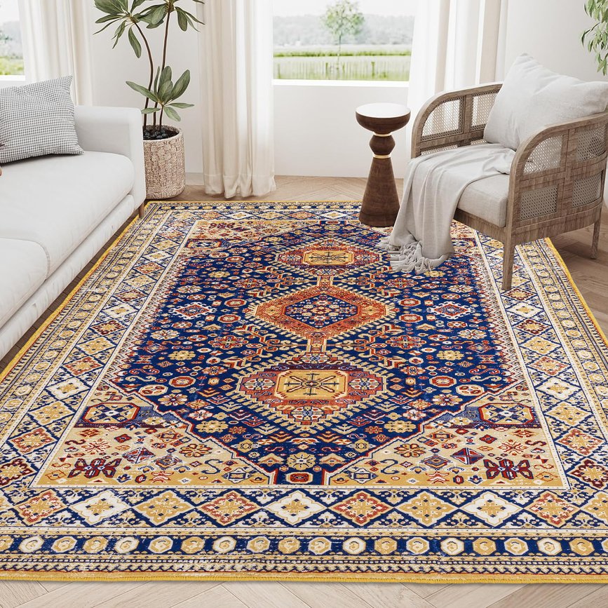 English Elm Area Rug 8X10 Vintage Bohemia Persian-Inspired Non-Slip Washable Rug For Living Room & Bedroom W2907P265139