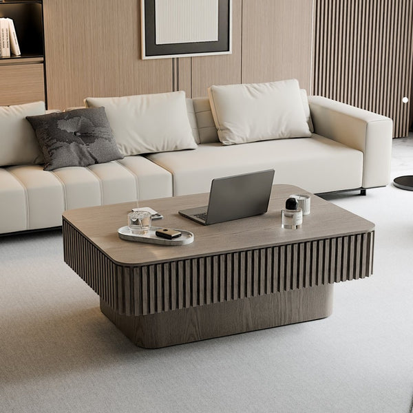 English Elm 38.6'' Fluted Lift Top Coffee Table Wood Veneer Hidden Storage Modern Living Room W1435P337635