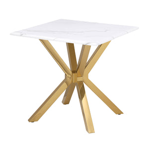 English Elm Kensington Sculptural Gold End Table with Faux Marble Top, Beveled Edge, Star Pedestal Accent (23") B062S00611