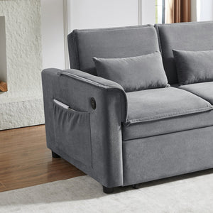 English Elm Modern Fabric Convertible Loveseat Sleeper Sofa Bed with Adjustable 3-Level Backrest, Twin Pull-Out for Small Spaces Grey W1123P283618