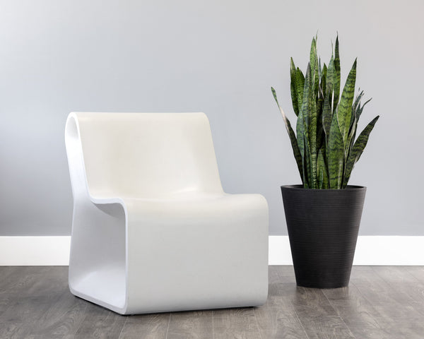 Sunpan Odyssey Lounge Chair - Sculptural Concrete Design for Modern Indoor and Covered Outdoor Spaces White