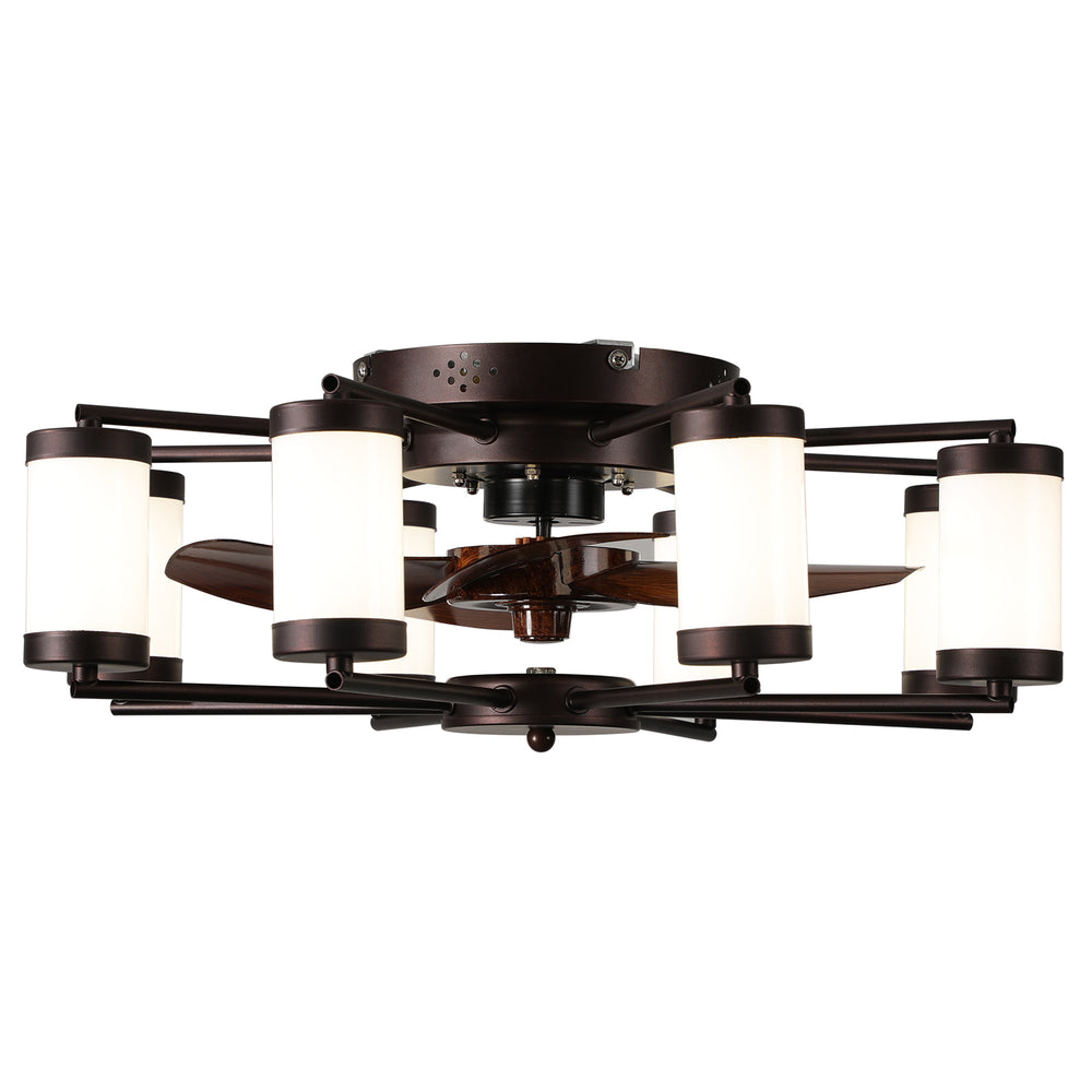 English Elm 22-inch Modern Ceiling Fan with LED Light, 5-Blade Brown Iron Design, Remote, 3-Color Dimmable LEDs W2312P374767