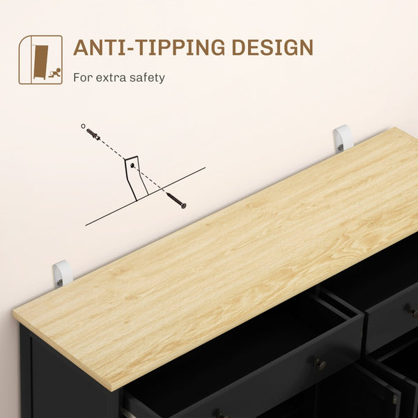 English Elm Coffee Bar Fluted Sideboard with Gold Pulls Adjustable Shelves and Tapered Wood Legs T3971P428610