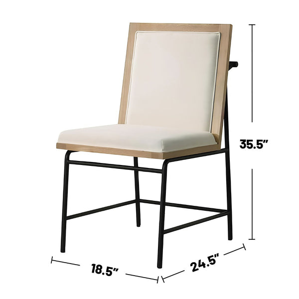 English Elm Set Of 2 Fabric Upholstered Dining Chairs With Oak Finish - Comfortable, Durable & Stylish Design B016P392412-GIGA