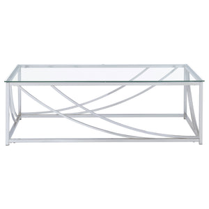 English Elm Brianne Modern Glass Coffee Table With Chrome Metal Legs - Stylish, Durable, And Easy To Assemble B062P328638