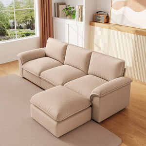 English Elm Cloud Sectional Sofa with Movable Chaise Soft Chenille Upholstery for Modern Living Rooms Coffee W1359S00064