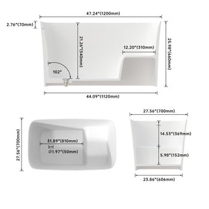 English Elm 47 Inch Stone Resin Freestanding Soaking Tub Matte Minimalist Spa Bath Design T3785P353972
