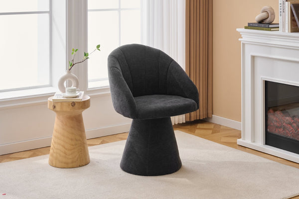 English Elm 068-chenille Swivel Accent Armchair Sculptural Curved Back Upholstered Living Room Seat Gray W527P438695