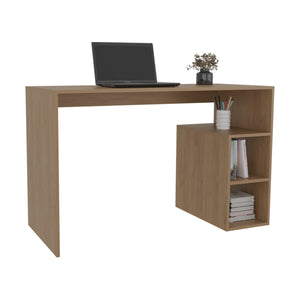 English Elm Computer desk with 3 shelves for home office organization, durable engineered wood, eco-friendly finish Beige 53.15 L x 47.2 W x 3.15 H B097P262378