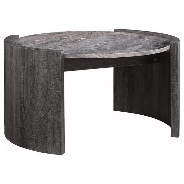 English Elm Zende Marble Effect Two Piece Living Room Set with Rounded Engineered Wood Frames B062S01533