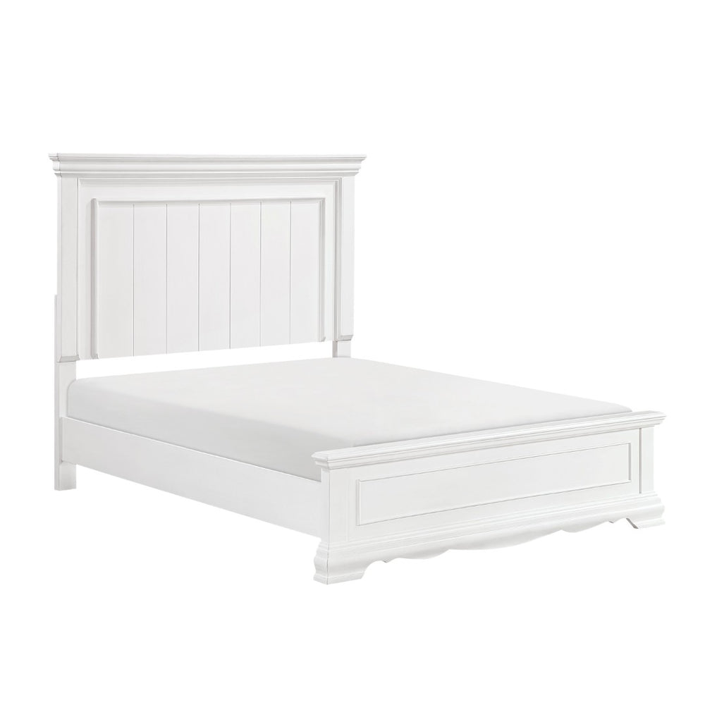 English Elm White Wood Queen Bed Frame with Tall Paneled Headboard for Traditional Bedroom B011S02480