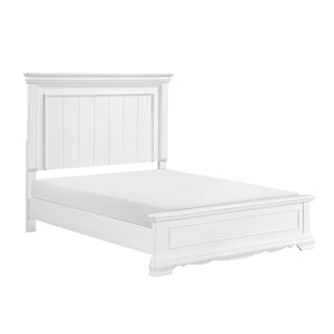 English Elm White Wood Queen Bed Frame with Tall Paneled Headboard for Traditional Bedroom B011S02480