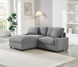 English Elm 72.05" L-shaped Sectional Sofa Cloud Cushion Polyester with Storage Ottoman Small Space Grey W1669S00048