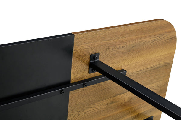 English Elm Black Two-tone Mdf Dining Table Seats Six with Metal Legs for Industrial Spaces W3875P372867