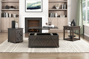 English Elm Traditional Rustic Lift-Top Cocktail Table with Hidden Storage, Pine Veneer Finish, Casters for Easy Mobility and Workspace Convenience Brown 47.5 L x 29.5 W x 22.5 H B011P387103