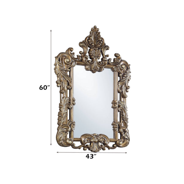 English Elm Constantine Transitional Brown & Gold Finish Wall Mirror, Resin Frame, Inner 22x28–33" Reflective Surface B2726P288746
