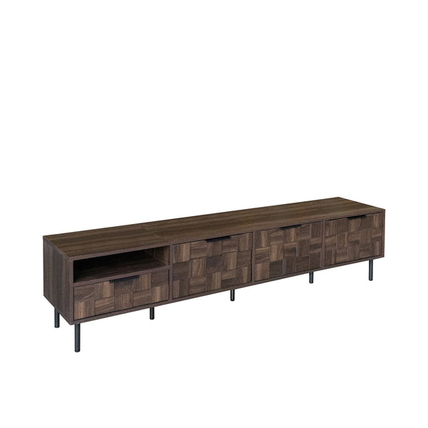 English Elm 78 Mid Century Modern TV Stand for 65–85" TVs with 3 Soft-Close Cabinets, Deep Drawer & Open Shelf (Walnut) N710P293264Q