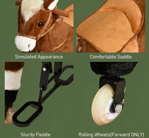 English Elm Large Plush Walking Horse Ride on Toy Pedal Powered for Kids Ages 5 to 16 T3971P442229